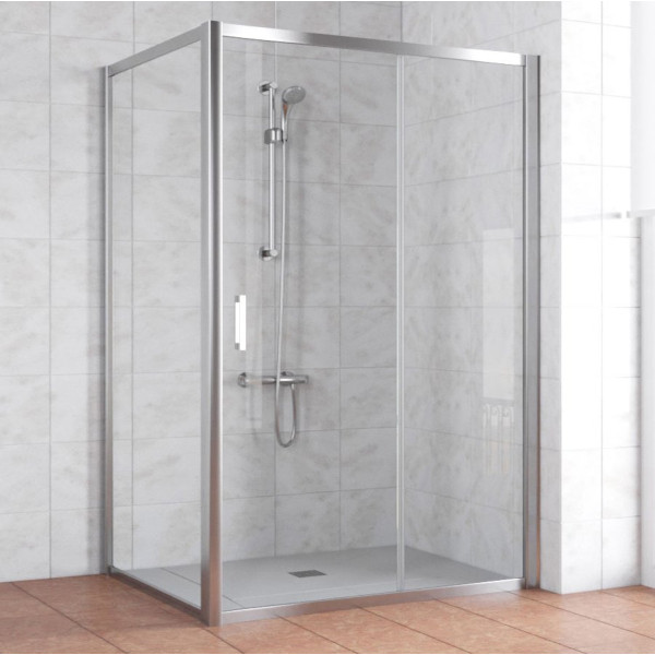 Душевой уголок Vegas Glass ZP+ZPV 130*100 08 01 профиль глянцевый хром, стекло прозрачное