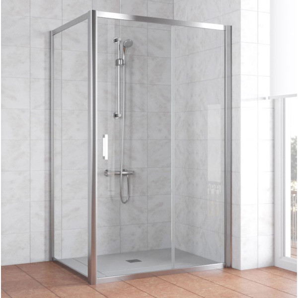 Душевой уголок Vegas Glass ZP+ZPV 130*80 08 01 профиль глянцевый хром, стекло прозрачное
