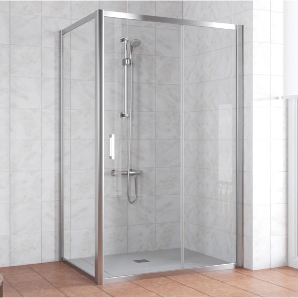 Душевой уголок Vegas Glass ZP+ZPV 140*70 08 01 профиль глянцевый хром, стекло прозрачное