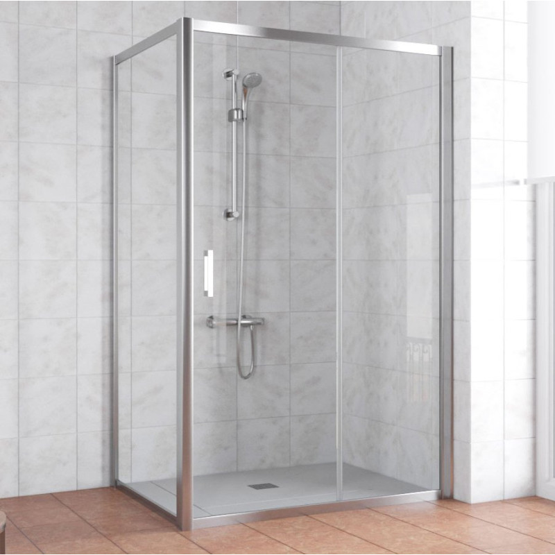 Душевой уголок Vegas Glass ZP+ZPV 140*70 08 01 профиль глянцевый хром, стекло прозрачное