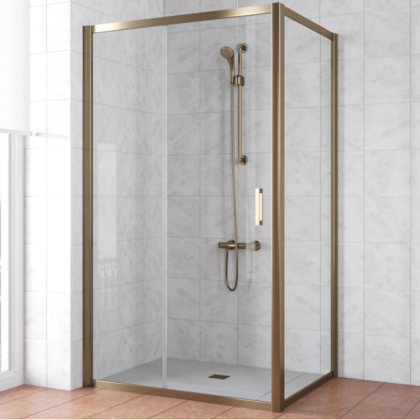 Душевой уголок Vegas Glass ZP+ZPV TUR NOVO 130*90 05 01 профиль бронза, стекло прозрачное