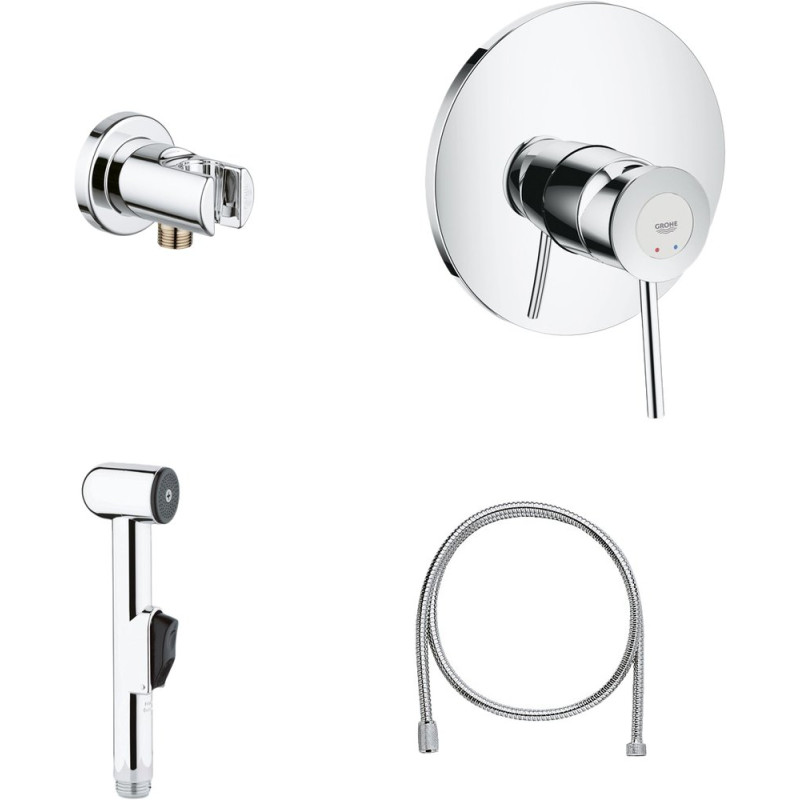 Гигиенический душ Grohe BauClassic 124434 со смесителем, С ВНУТРЕННЕЙ ЧАСТЬЮ
