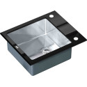 Комплект  Мойка кухонная Zorg Inox Glass GL-6051-BLACK черное стекло + Измельчитель отходов Zorg Inox D ZR-38 D