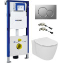 Комплект  Система инсталляции для унитазов Geberit Duofix UP320 111.300.00.5 + Кнопка смыва Geberit Sigma 01 115.770.46.5 матовый хром + Чаша для унитаза подвесного Ideal S