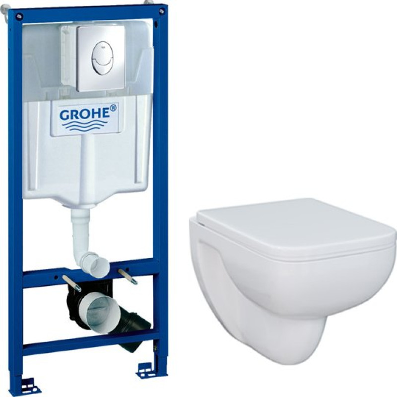Комплект  Система инсталляции для унитазов Grohe Rapid SL 38721001 3 в 1 с кнопкой смыва + Унитаз подвесной AM.PM Tender C45A1739SC