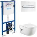 Комплект  Система инсталляции для унитазов Roca DUPLO WC 890090020 + Кнопка смыва Roca PL1 Dual хром + Крышка-сиденье Roca Meridian 8012A2004 с микрол