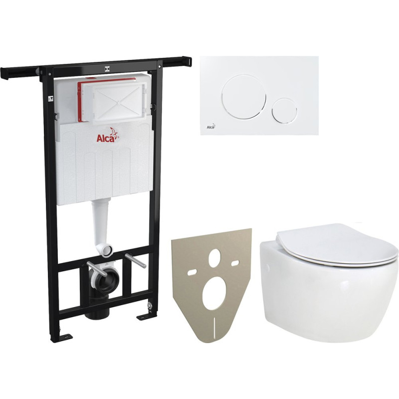 Комплект  Унитаз подвесной BelBagno Prospero BB507B с крышкой + Система инсталляции AlcaPlast Jadromodul AM102/1120 + Кнопка смыва AlcaPlast THIN M670 белый + Шумоизоляционна?