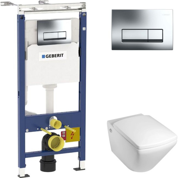 Комплект  Унитаз подвесной Jacob Delafon Escale E1306 + Система инсталляции для унитазов Geberit Duofix Платтенбау 458.125.21.1 4 в 1 с кнопкой смыва