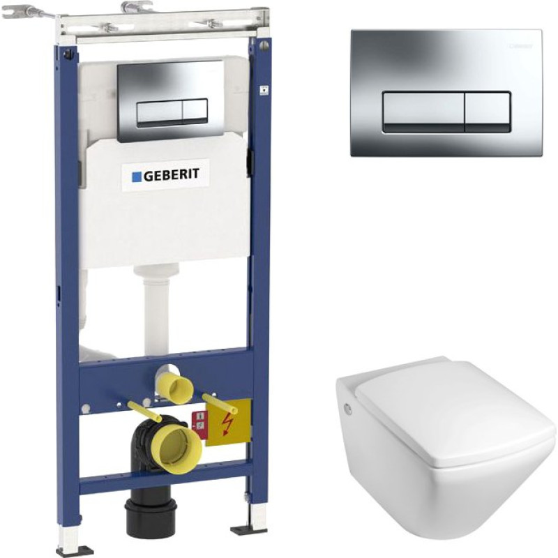 Комплект  Унитаз подвесной Jacob Delafon Escale E1306 + Система инсталляции для унитазов Geberit Duofix Платтенбау 458.125.21.1 4 в 1 с кнопкой смыва