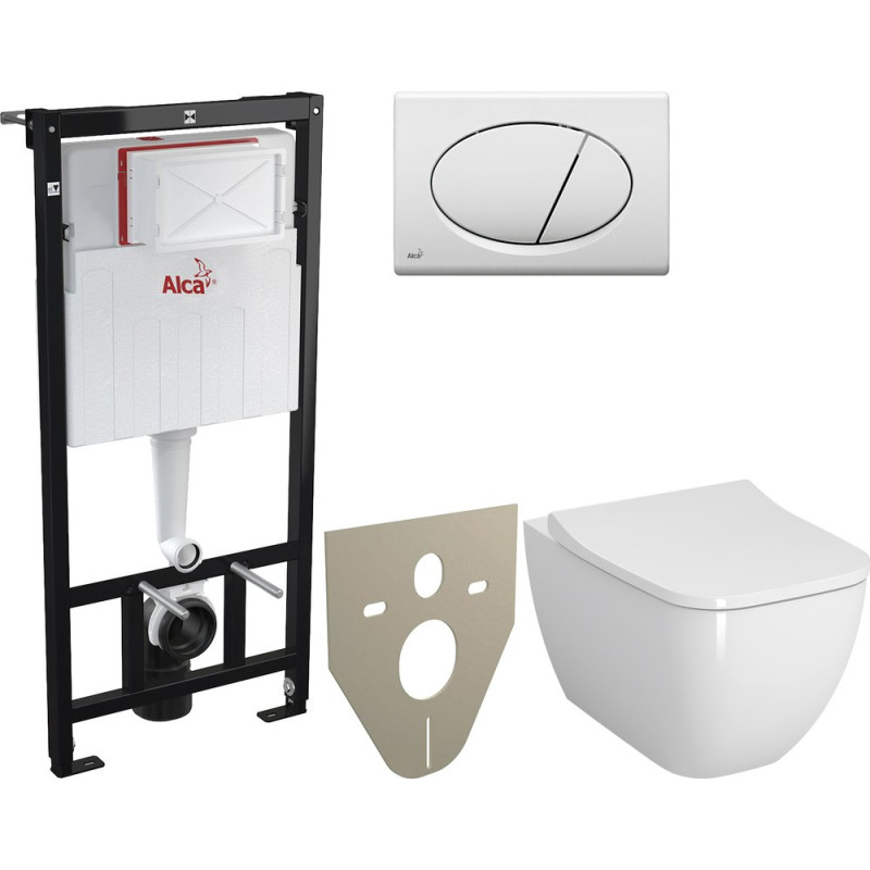 Комплект  Унитаз подвесной VitrA Shift 7742B003-0075 с крышкой + Система инсталляции + Кнопка AlcaPlast ALCA M70 белая +