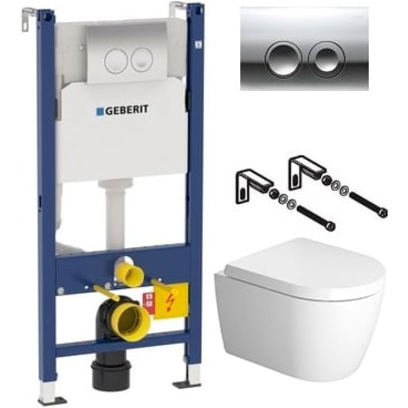 Комплект Унитаз Duravit ME by Starck с микролифтом + Инсталляция Geberit Duofix Delta 3 в 1 с кнопкой смыва