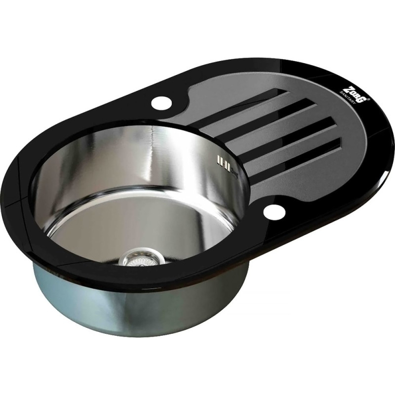 Мойка кухонная Zorg Inox Glass GL-7851-OV-BLACK черное стекло