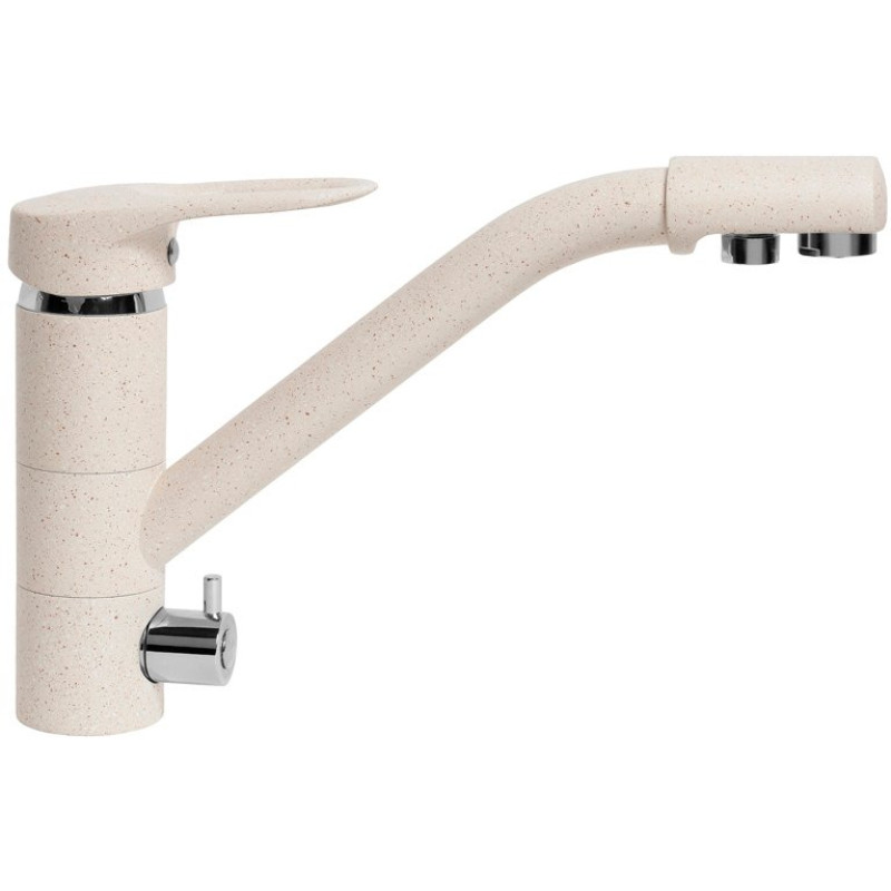 Смеситель AquaGranitEx C-6040 для кухонной мойки, бежевый