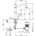 Смеситель Nicolazzi Cinquanta 3452BZ76C для раковины, с д/к, бронза