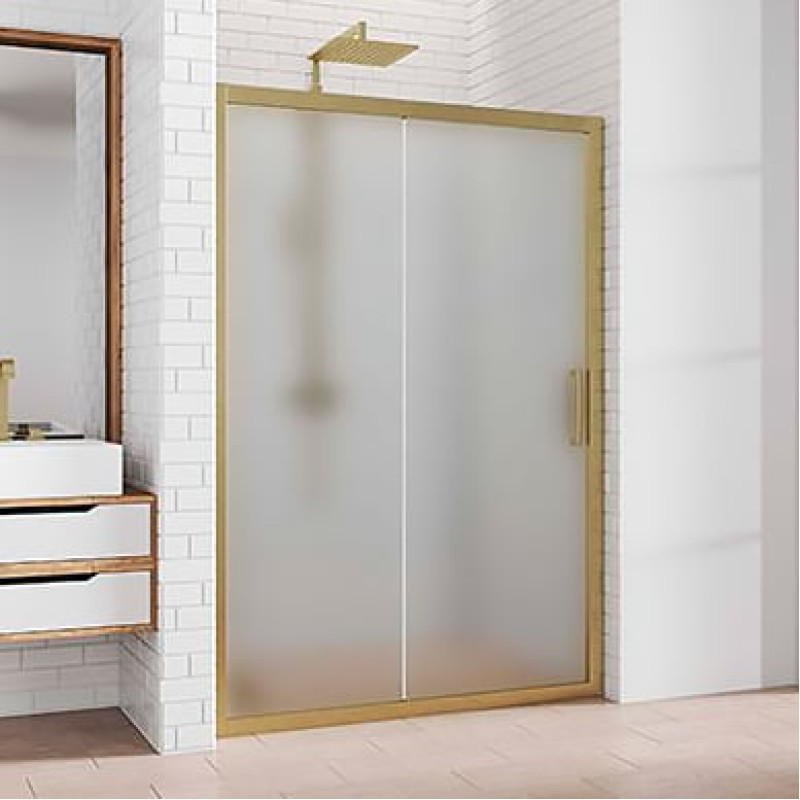 Душевая дверь в нишу Kubele DE019D2-MAT-BR 135 см, профиль бронза