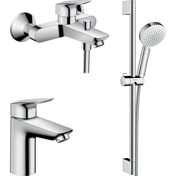 Душевой комплект Hansgrohe Logis 71101000 + Logis 71400000 + душевой гарнитур Crometta 100 Vario 26651400