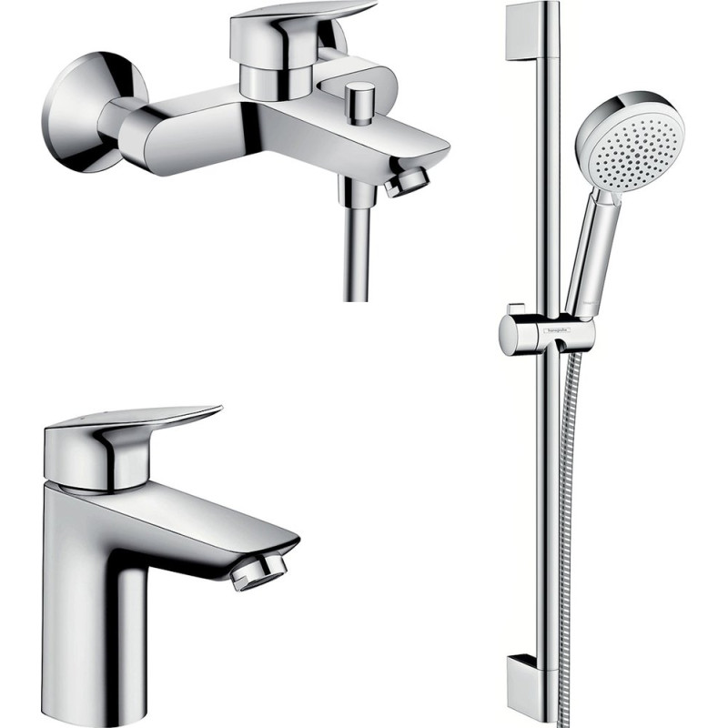 Душевой комплект Hansgrohe Logis 71101000 + Logis 71400000 + душевой гарнитур Crometta 100 Vario 26651400