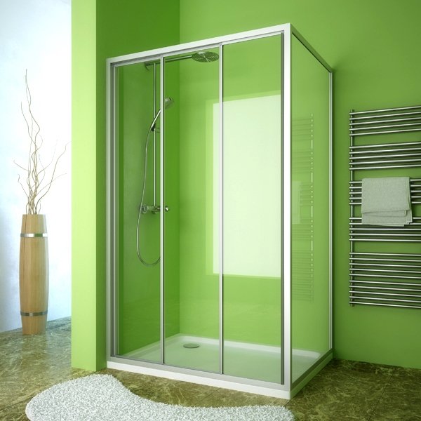 Душевой уголок GuteWetter Practic Rectan GK-403 левая 100x80 см стекло бесцветное, профиль матовый хром