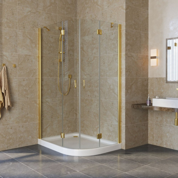 Душевой уголок Vegas Glass AFS-F Lux 110*80 09 01 L профиль золото, стекло прозрачное