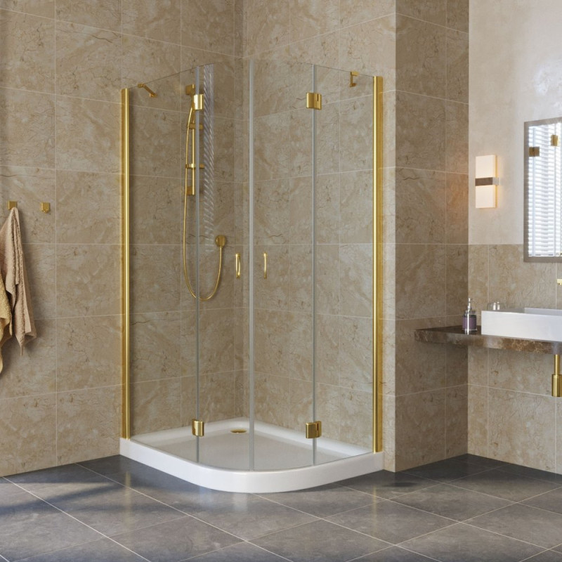Душевой уголок Vegas Glass AFS-F Lux 110*80 09 01 L профиль золото, стекло прозрачное