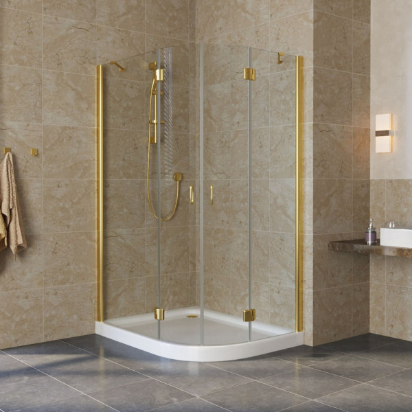 Душевой уголок Vegas Glass AFS-F Lux 120*110 09 01 L профиль золото, стекло прозрачное