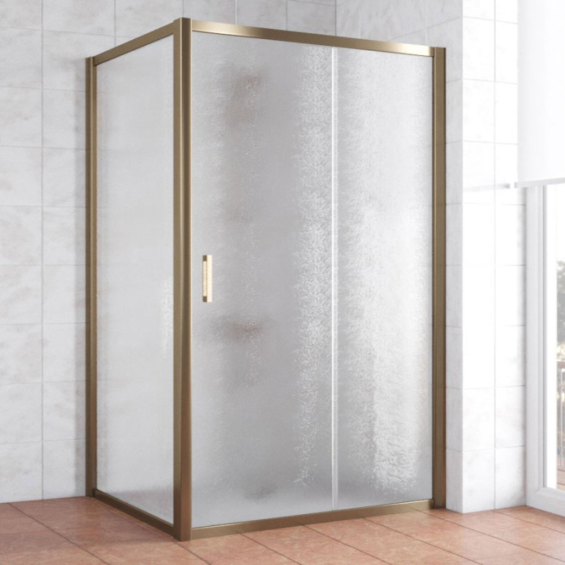 Душевой уголок Vegas Glass ZP+ZPV 120*100 05 02 профиль бронза, стекло шиншилла