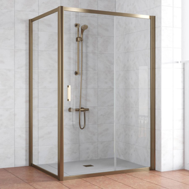 Душевой уголок Vegas Glass ZP+ZPV 140*100 05 01 профиль бронза, стекло прозрачное