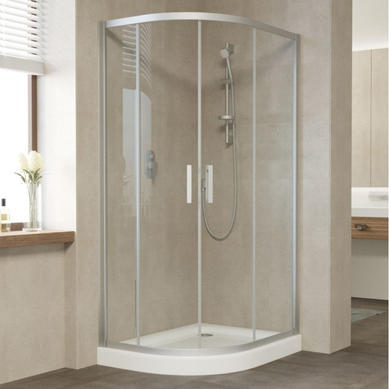 Душевой уголок Vegas Glass ZS-F 100*80 07 01 профиль матовый хром, стекло прозрачное