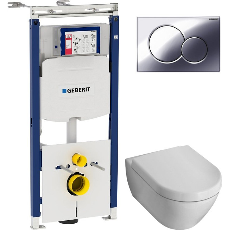 Комплект  Система инсталляции для унитазов Geberit Duofix Sigma 12 Plattenbau 111.362.00.5 + Чаша для унитаза подвесного Villeroy & Boch Subway 2.0 56