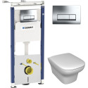 Комплект  Система инсталляции для унитазов Geberit Duofix Платтенбау 458.125.21.1 4 в 1 с кнопкой смыва + Чаша для унитаза подвесного Jacob Delafon Vo