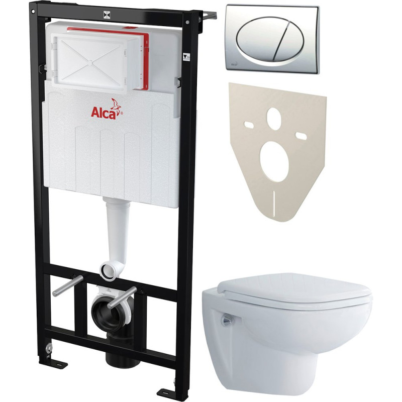 Комплект  Унитаз подвесной Duravit D-code 45700900A1 безободковый + Система инсталляции для унитазов AlcaPlast AM101/1120-4:1RS M71-001