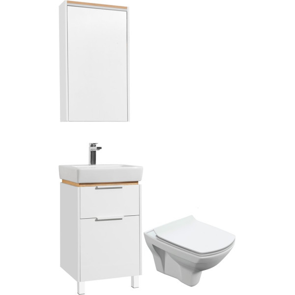 Комплект  Унитаз подвесной STWORKI Стокгольм Clean On DPL EO slim 63428 безободковый + Мебель для ванной STWORKI Дублин 50