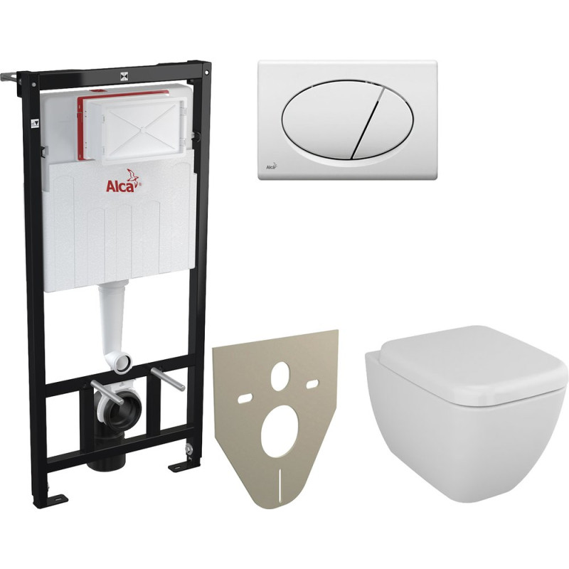 Комплект  Унитаз подвесной VitrA Shift 7742B003-0075 с крышкой + Система инсталляции + Кнопка AlcaPlast ALCA M70 белая + Шумоизоляционная панель