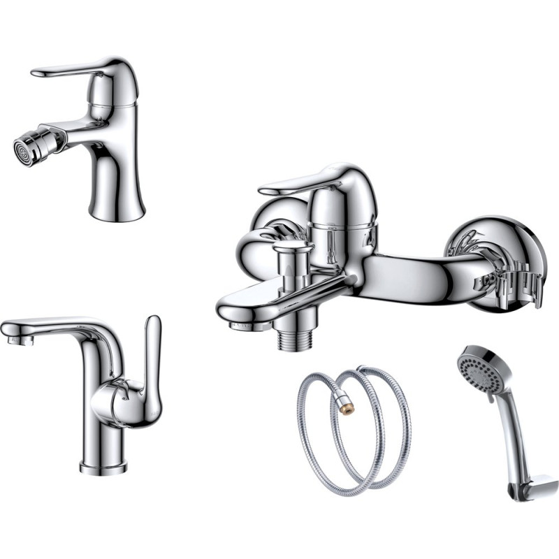 Комплект для ванной D&K DA1340001SET 4 в 1 три смесителя + душевой гарнитур