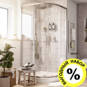 Комплект Душевой уголок STWORKI Хельсинки DE018RL100100200 100x100 см профиль хром матовый + Душевая стойка Lemark Tropic LM7002C
