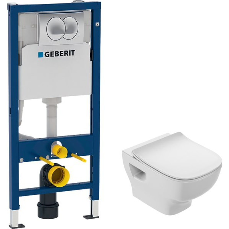 Комплект Унитаз Jacob Delafon Struktura EDF102-00 с микролифтом + Инсталляция Geberit Duofix 458.133.21.1 с кнопкой смыва