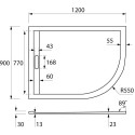 Поддон для душа Cezares Tray R550 120х90 см искусственный мрамор, L