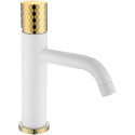 Смеситель Boheme Stick 121-WG для раковины, white diamond gold