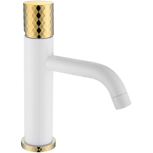 Смеситель Boheme Stick 121-WG для раковины, white diamond gold