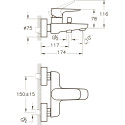Смеситель VitrA X-Line A42324EXP для ванны с душем