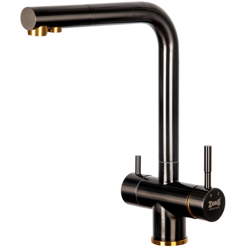 Смеситель Zorg Inox SZR-7039 BR/GRAFIT для кухонной мойки, бронза, графит
