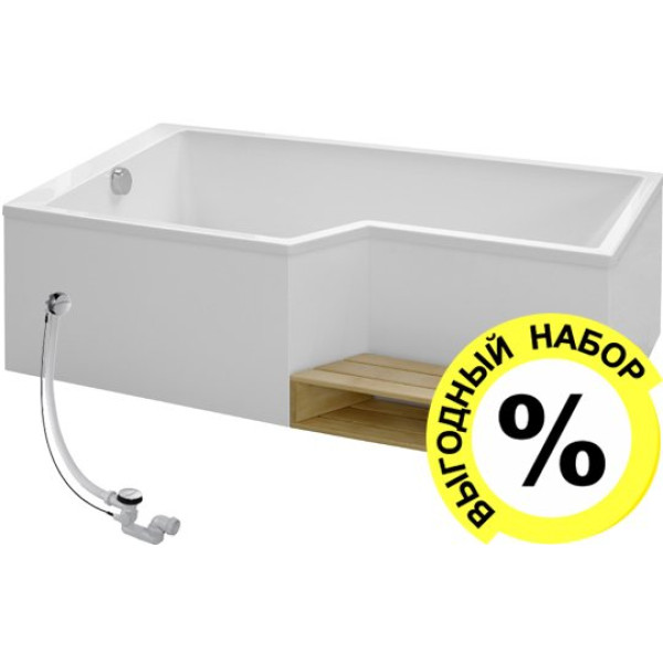 Акриловая ванна Jacob Delafon Bain-Douche Neo 170 L + слив-перелив