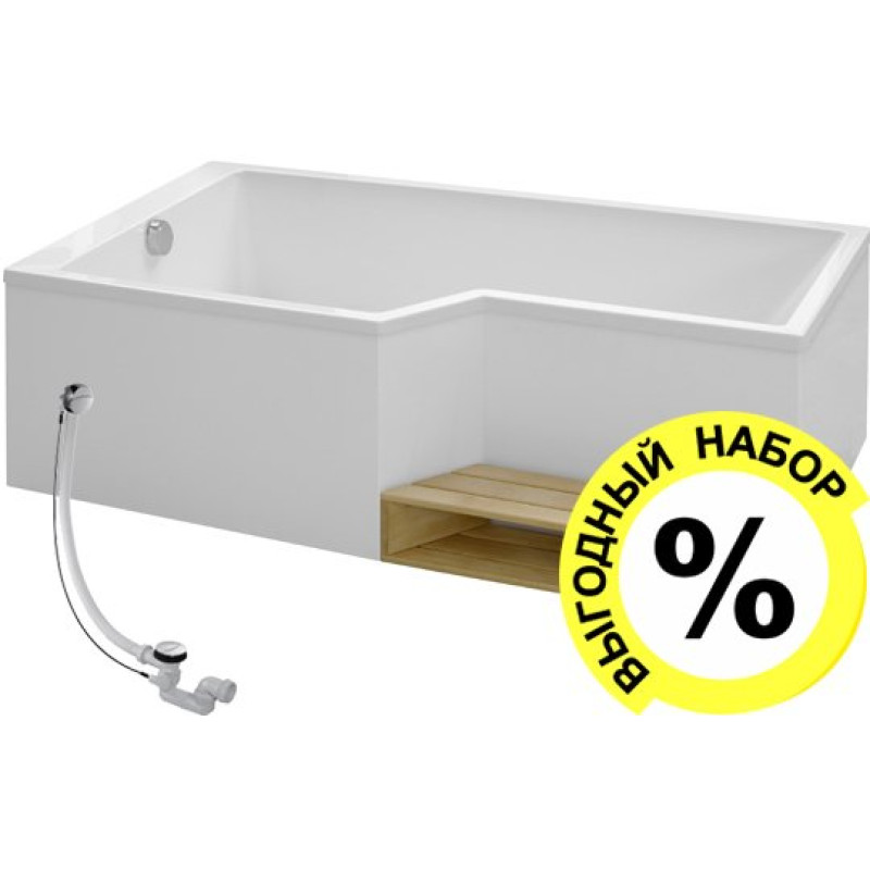 Акриловая ванна Jacob Delafon Bain-Douche Neo 170 L + слив-перелив