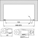 Душевая дверь в нишу Vegas Glass EP Lux 85 07 01 L профиль матовый хром, стекло прозрачное