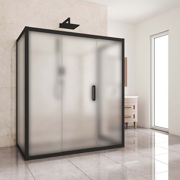 Душевой уголок Kubele DE019R3U-MAT-BLMT 140х80 см, профиль матовый черный
