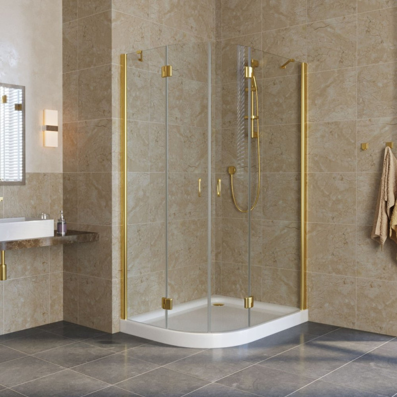 Душевой уголок Vegas Glass AFS-F Lux 100*90 09 01 R профиль золото, стекло прозрачное
