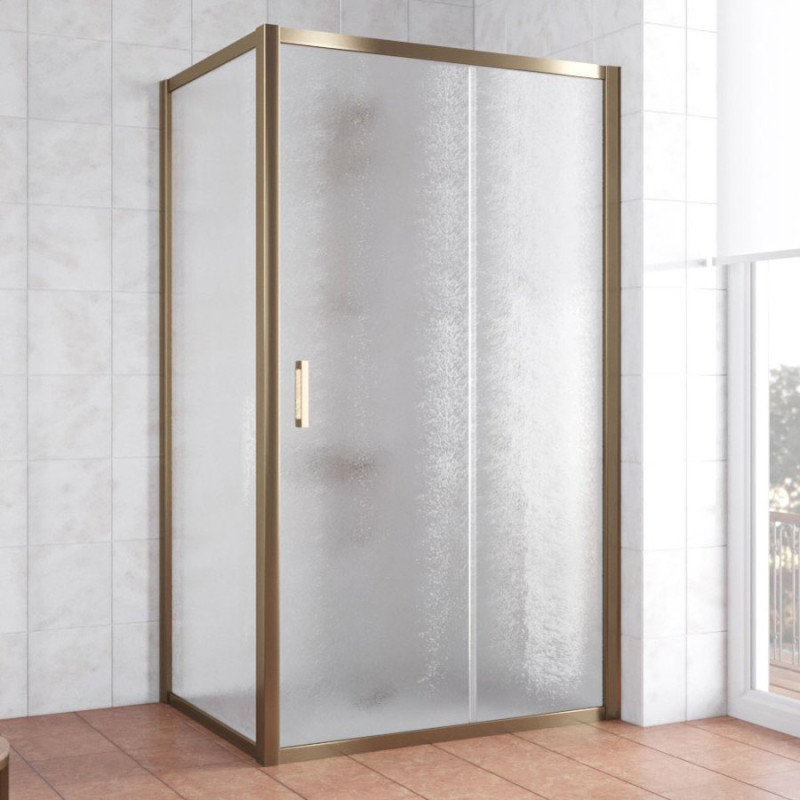 Душевой уголок Vegas Glass ZP+ZPV 100*80 05 02 профиль бронза, стекло шиншилла