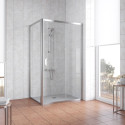 Душевой уголок Vegas Glass ZP+ZPV 110*80 08 01 профиль глянцевый хром, стекло прозрачное