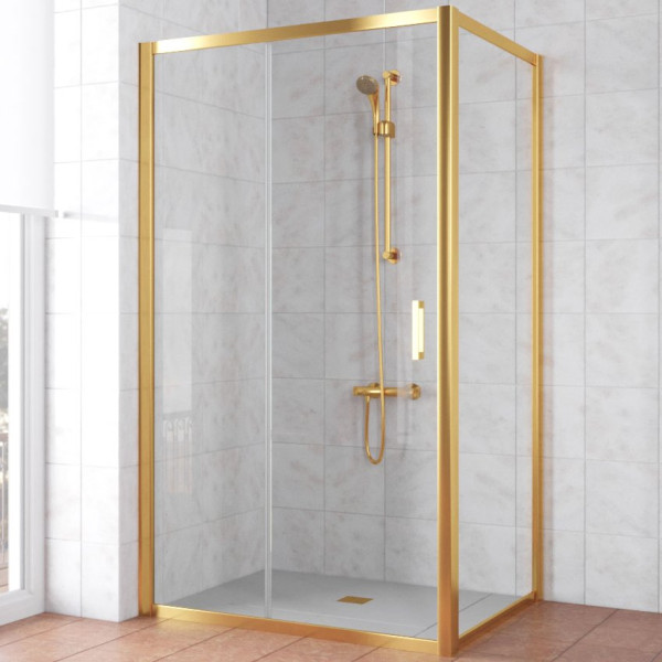 Душевой уголок Vegas Glass ZP+ZPV TUR NOVO 130*100 09 01 профиль золото, стекло прозрачное