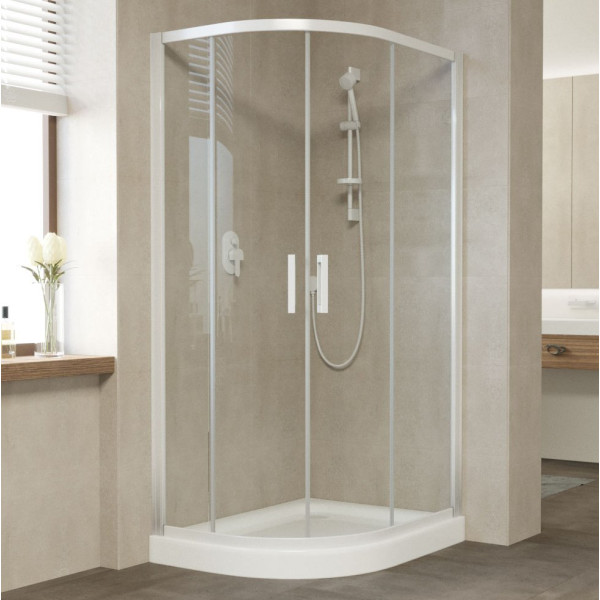Душевой уголок Vegas Glass ZS-F 90*80 01 01 профиль белый, стекло прозрачное